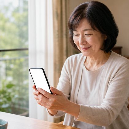スマートフォンでメールを確認する女性